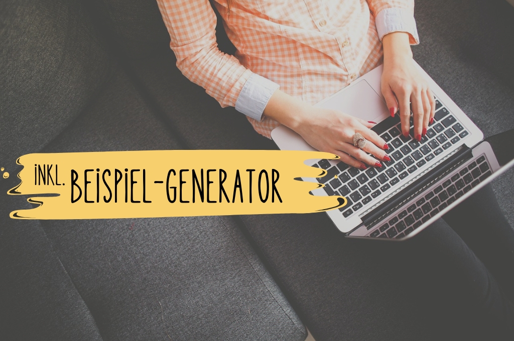 Show don't tell: Frau sitzt auf einer Couch, ein Laptop auf ihrem Schoß, schreibend